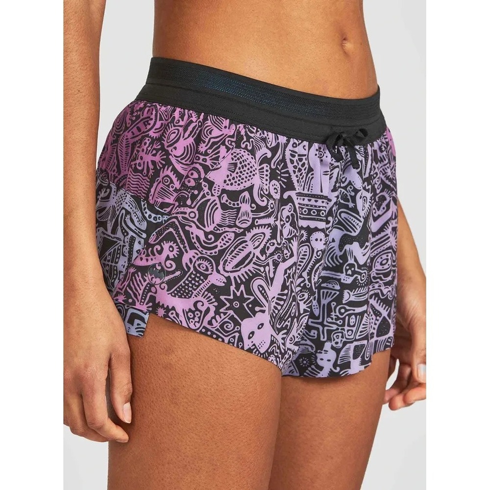Janji AFO Middle Shorts Women's M Medium Batik Purple Lined Lightweight Running
